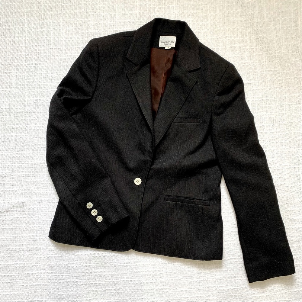 Vintage 90s black linen texture blazer